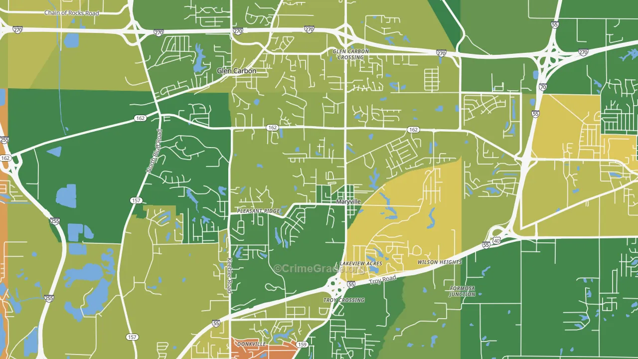 Maryville, IL Map of Assault Rates