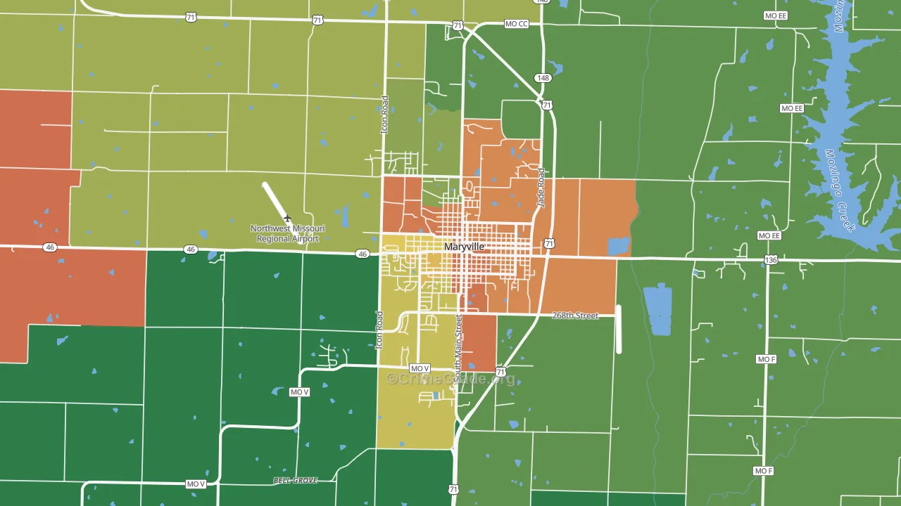 Maryville, MO Map of Assault Rates