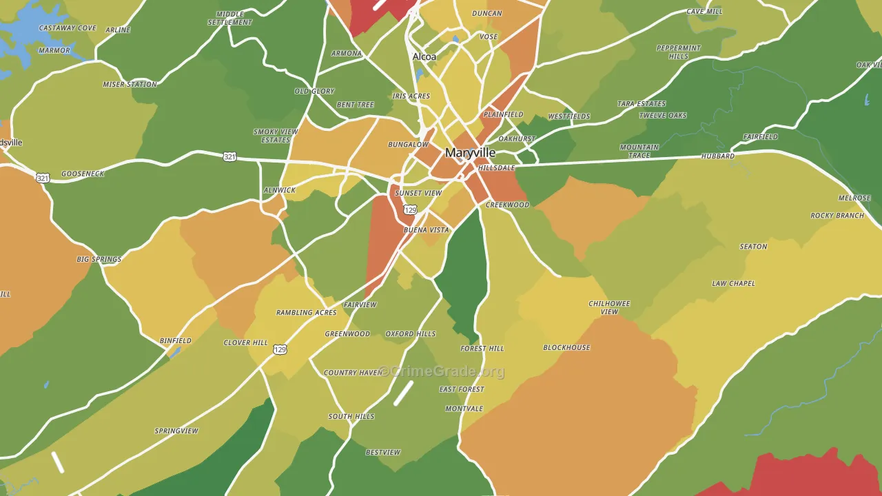 Maryville, TN Map of Assault Rates
