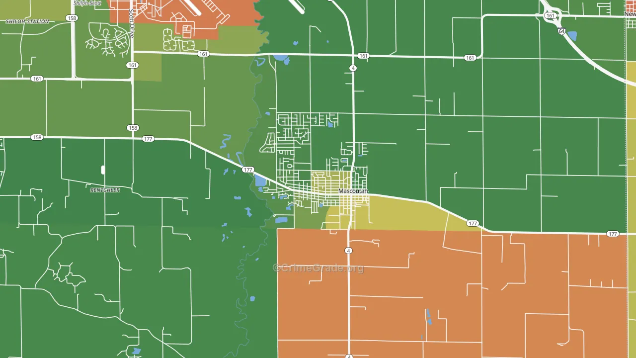 Mascoutah, IL Map of Assault Rates