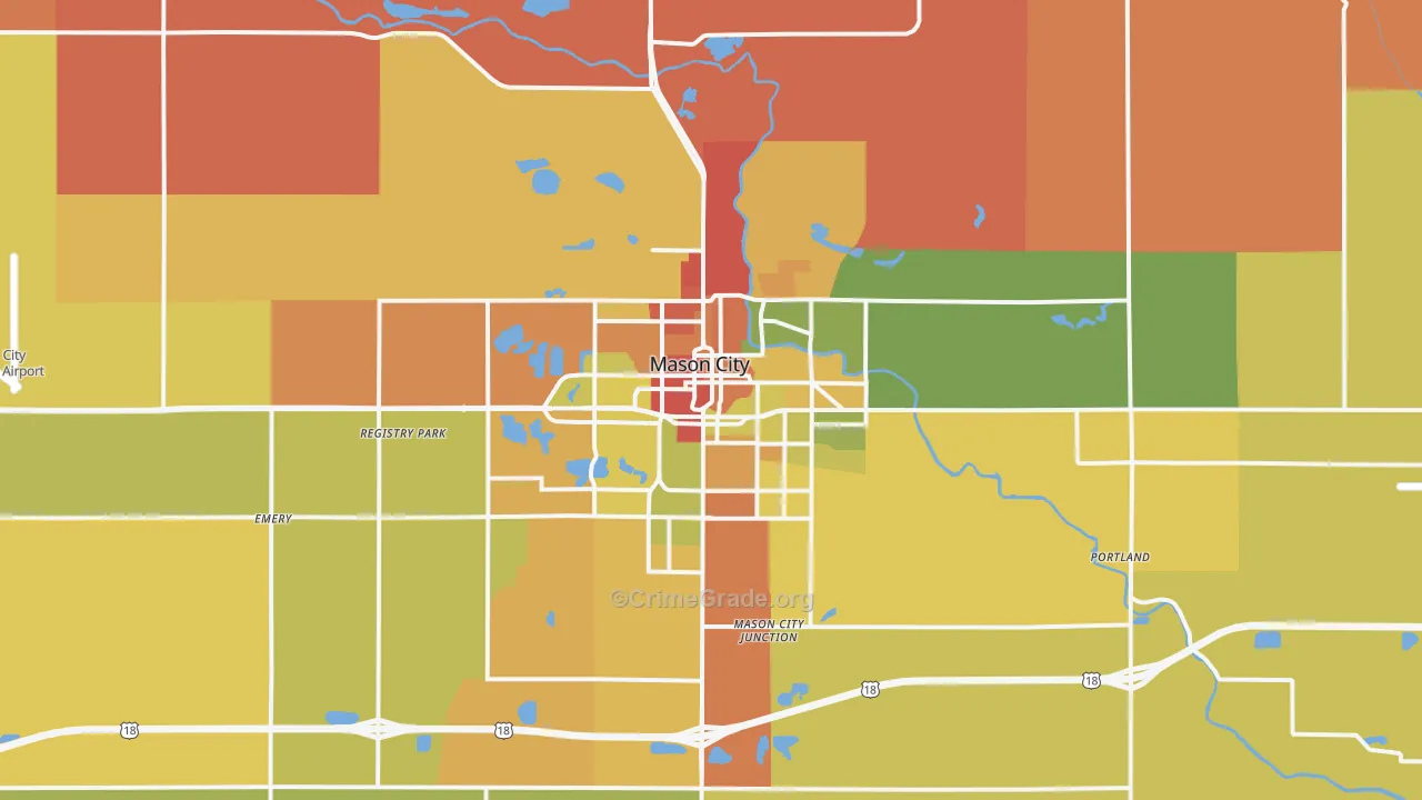 Mason City, IA Map of Assault Rates