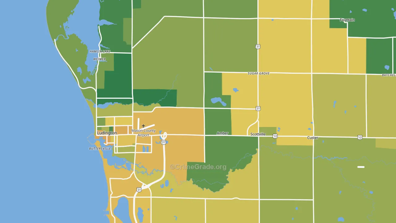 Mason County, MI Map of Assault Rates
