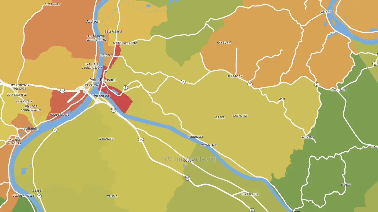 Mason County, WV Map of Assault Rates