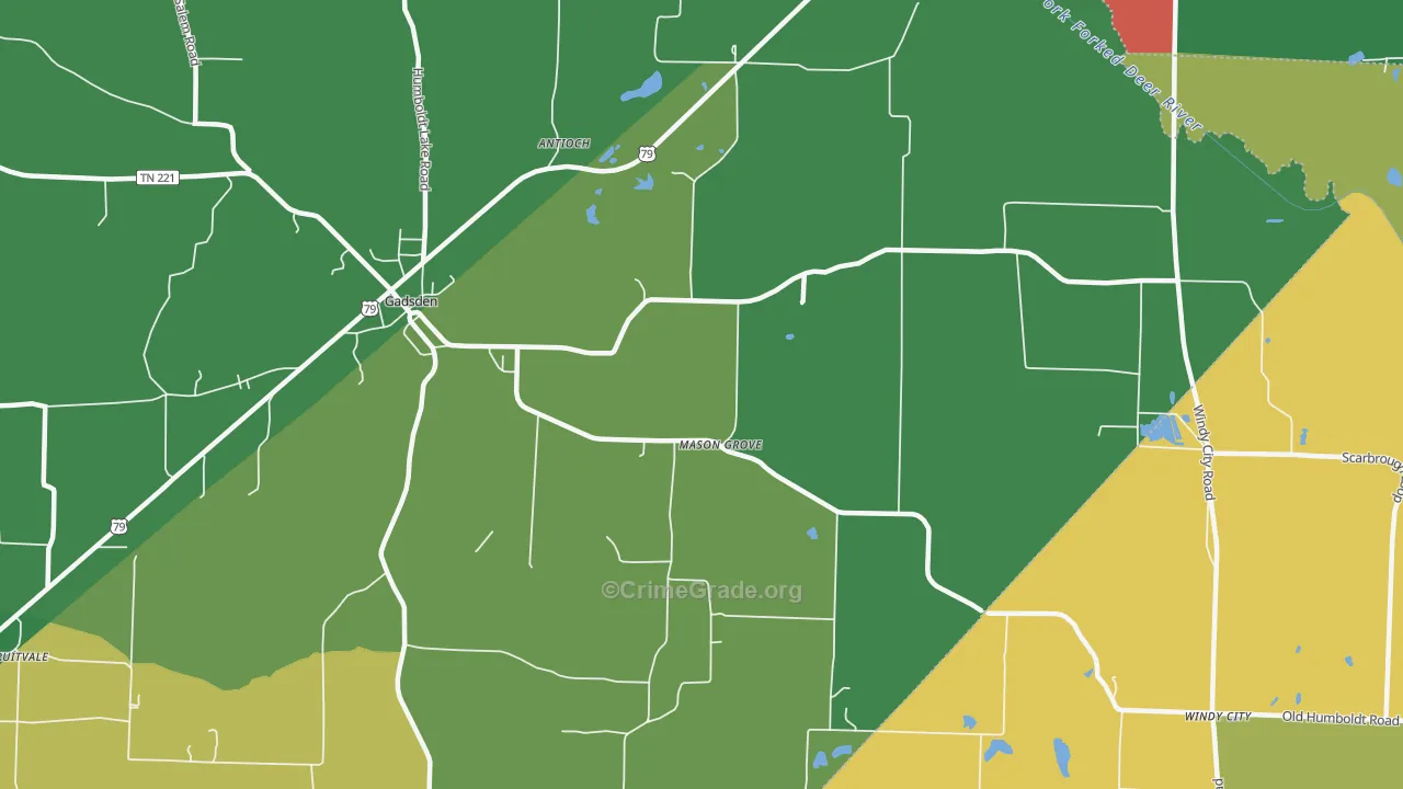 Mason Grove, TN Map of Assault Rates