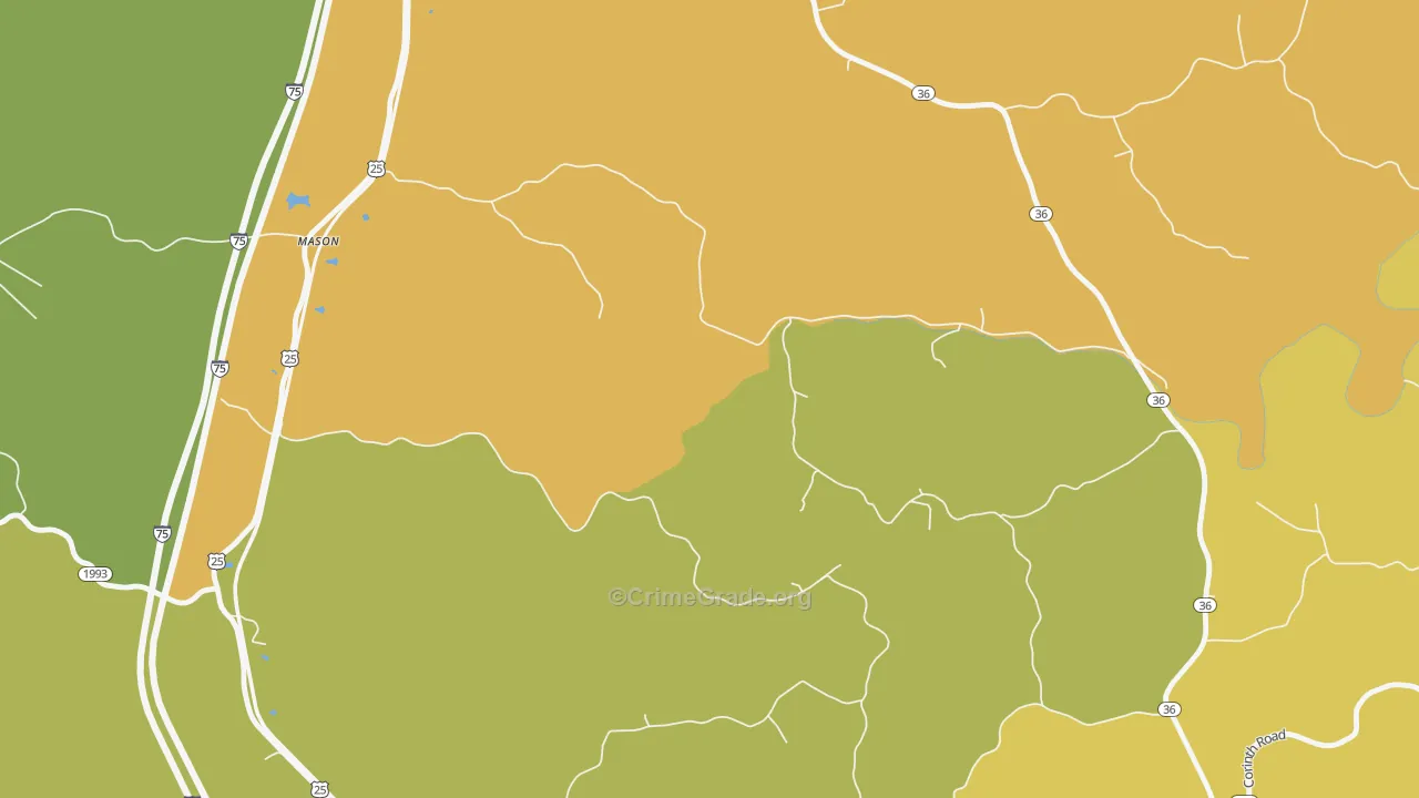 Mason, KY Map of Assault Rates