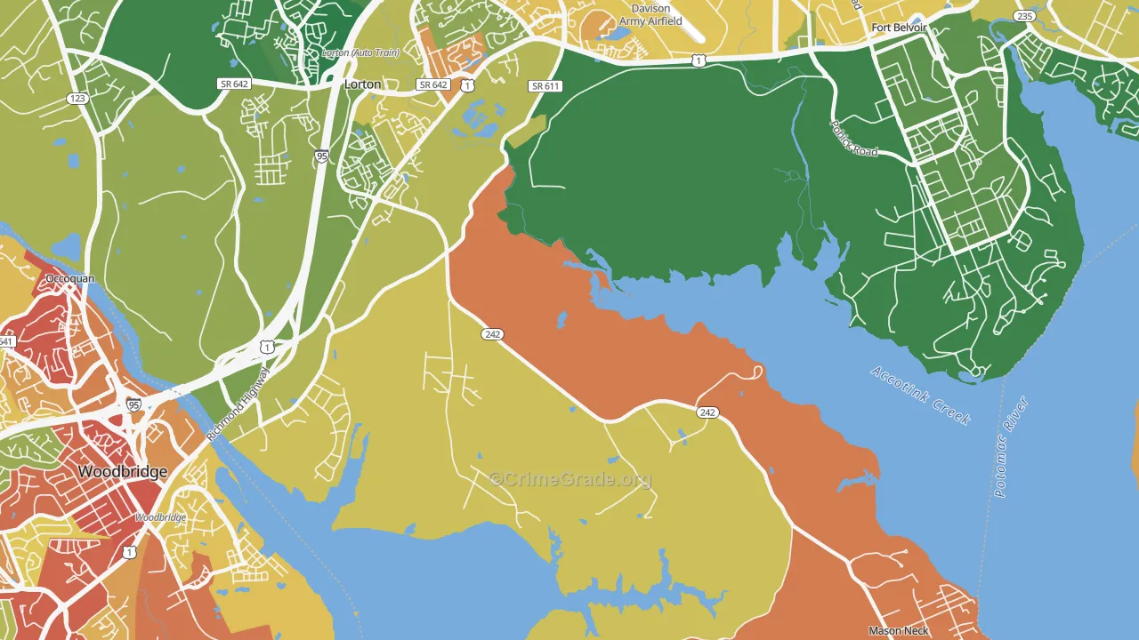 Mason Neck, VA Map of Assault Rates