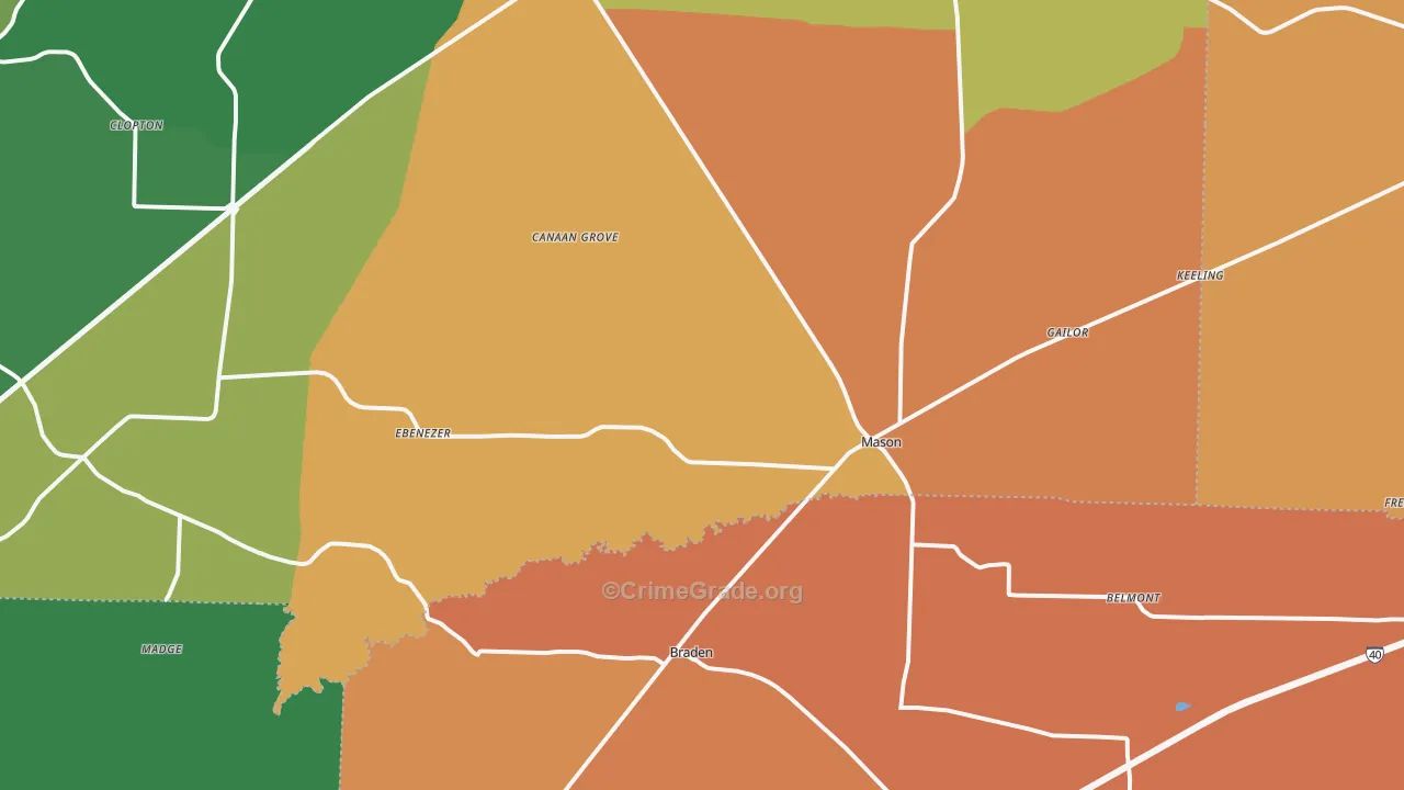 Mason, TN Map of Assault Rates