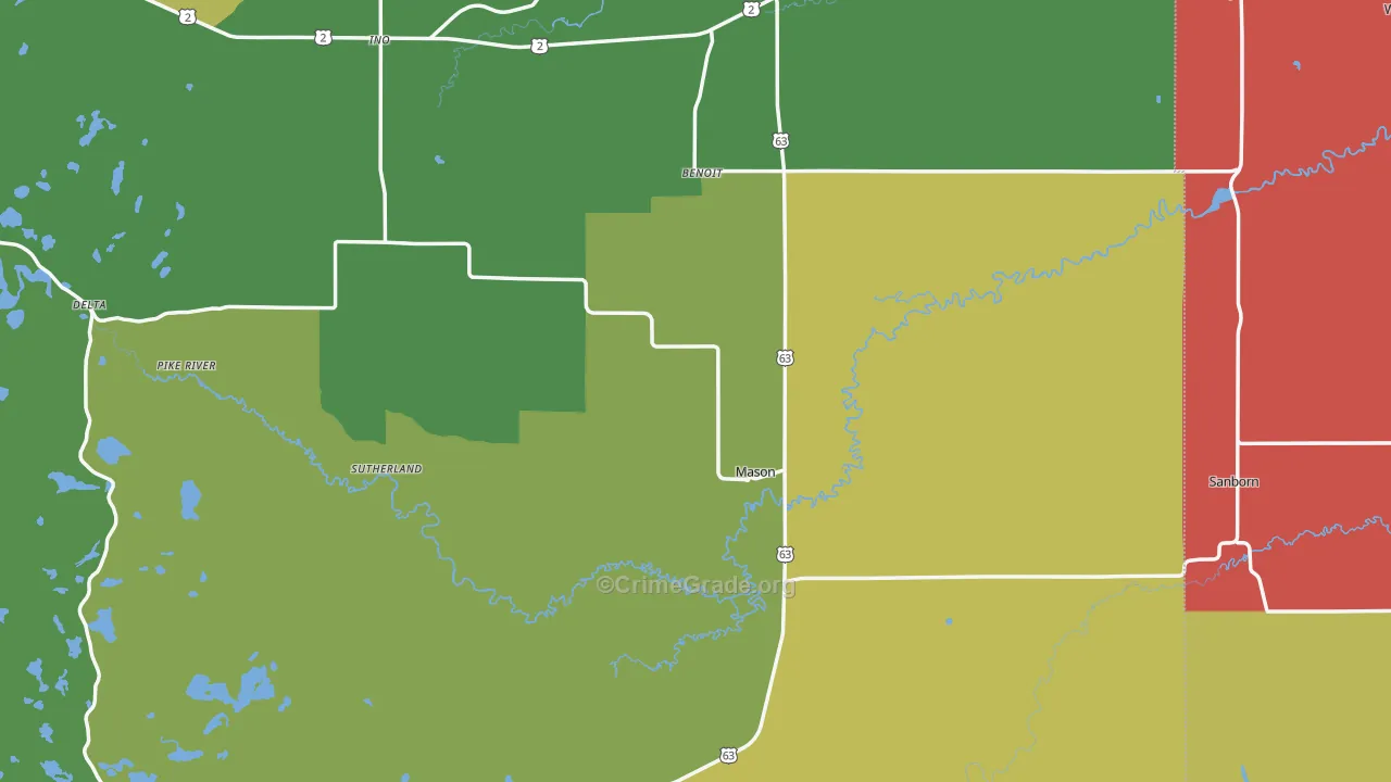 Mason, WI Map of Assault Rates