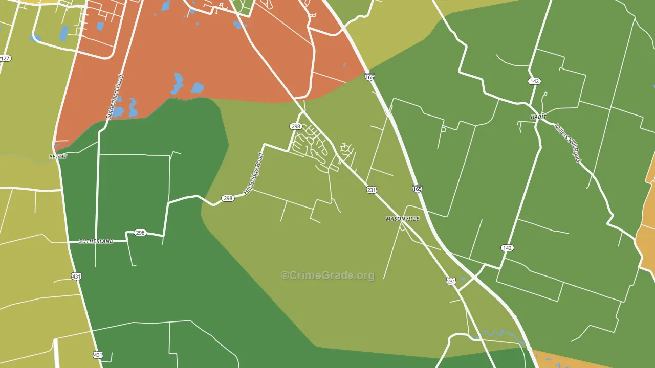 Masonville, KY Map of Assault Rates