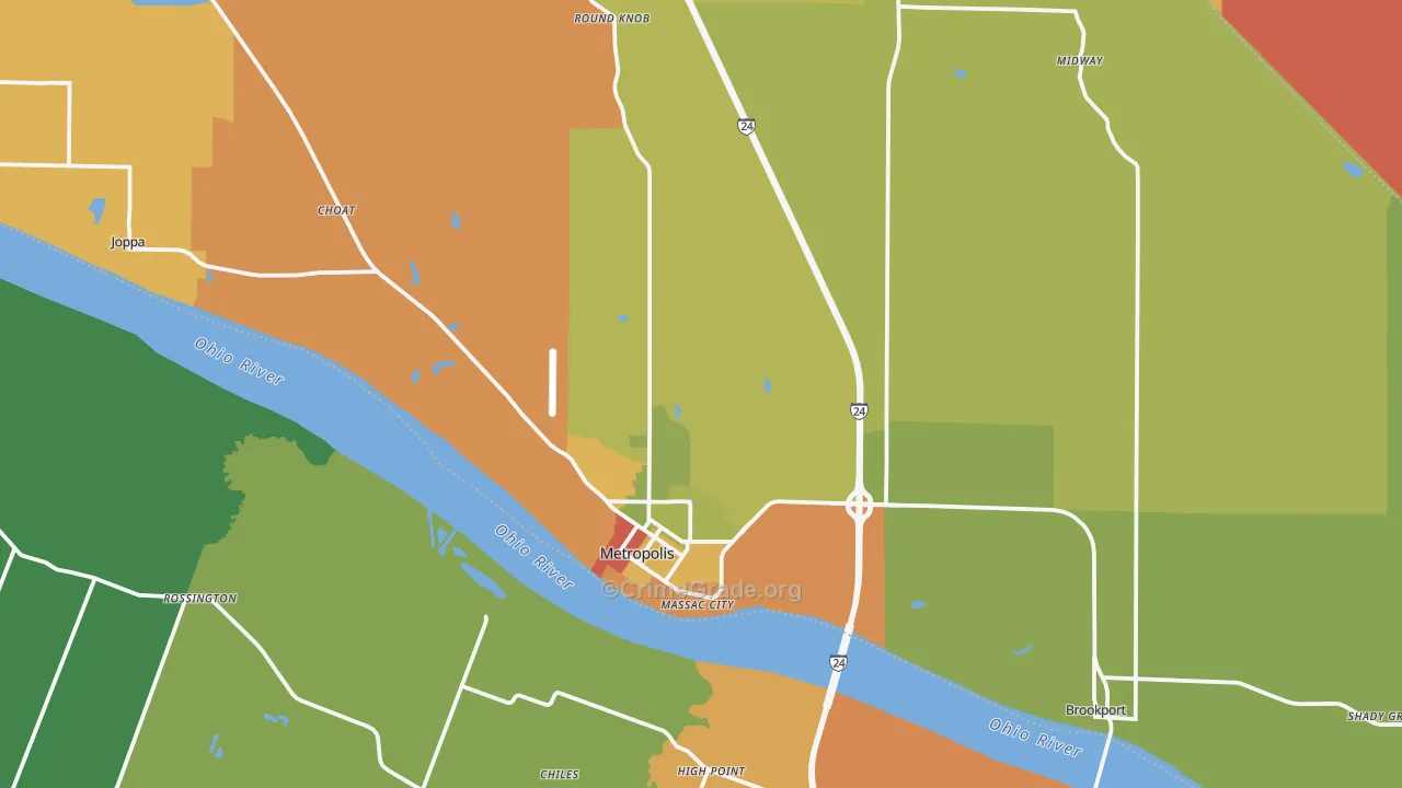 Massac County, IL Map of Assault Rates