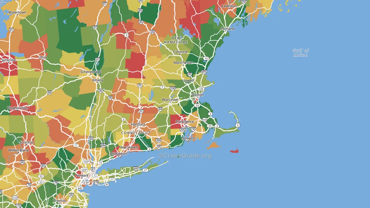Massachusetts Map of Assault Rates