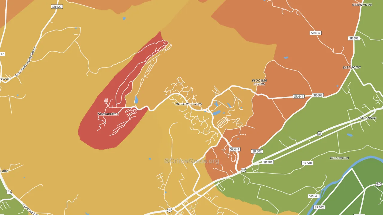 Massanutten, VA Map of Assault Rates
