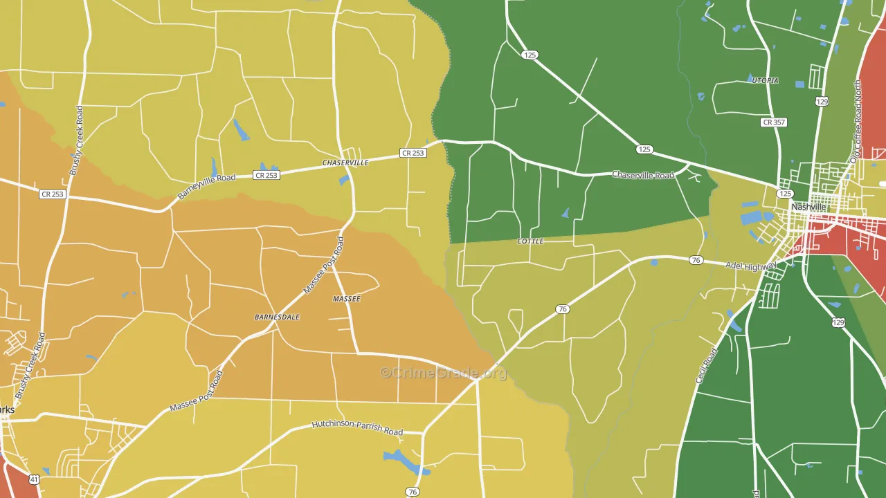 Massee, GA Map of Assault Rates