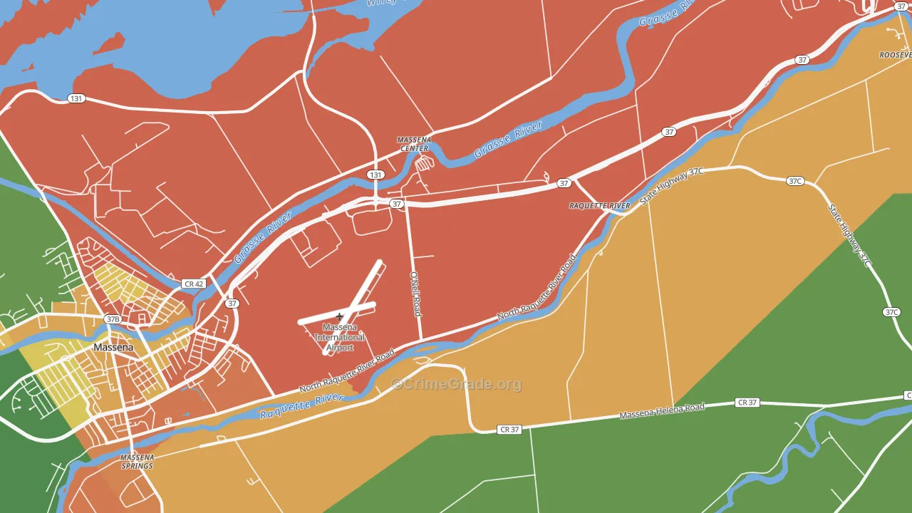 Massena Center, NY Map of Assault Rates