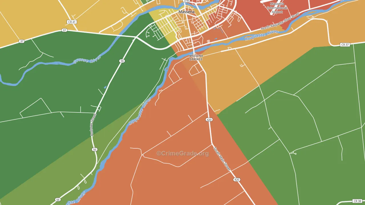 Massena Springs, NY Map of Assault Rates