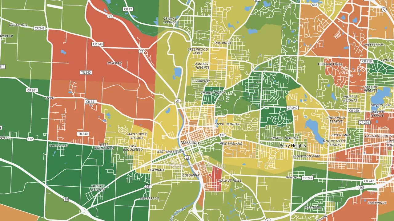 Massillon, OH Map of Assault Rates