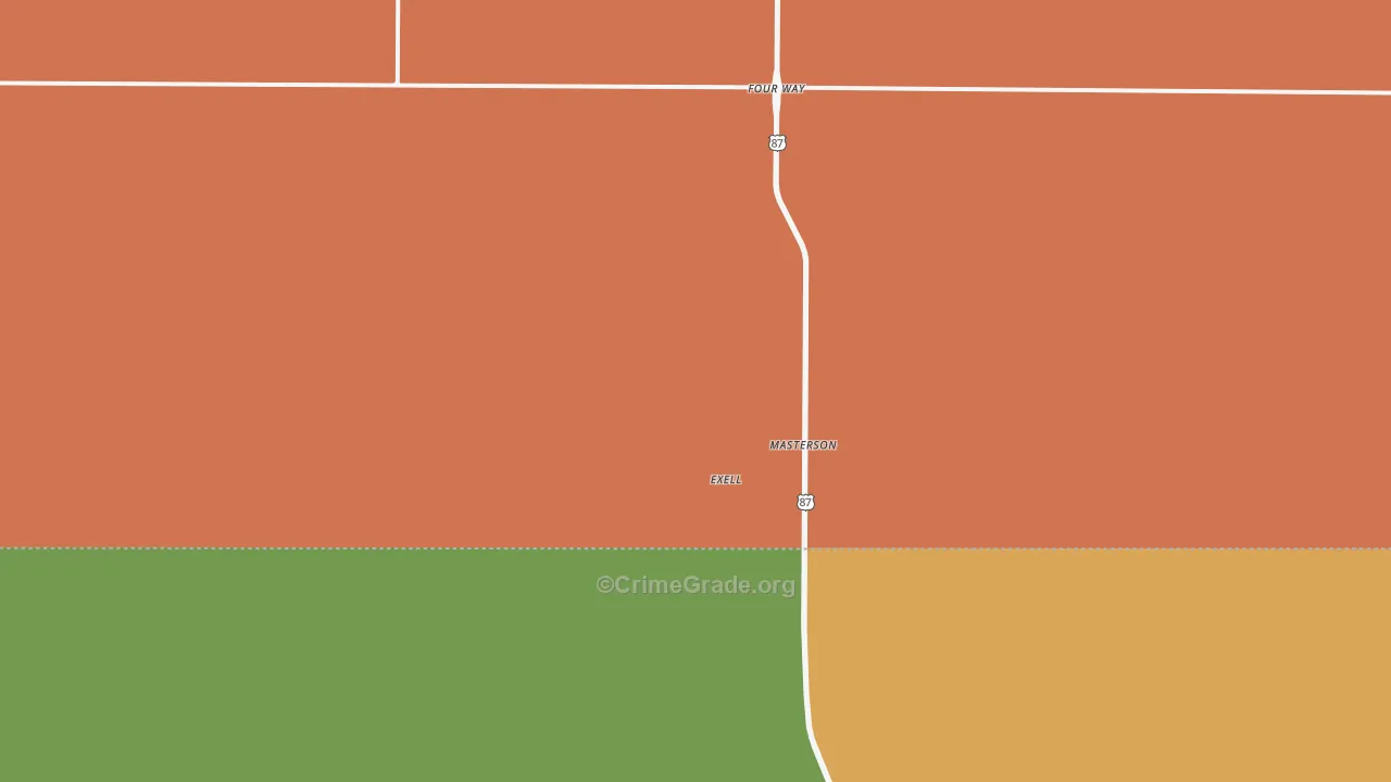 Masterson, TX Map of Assault Rates