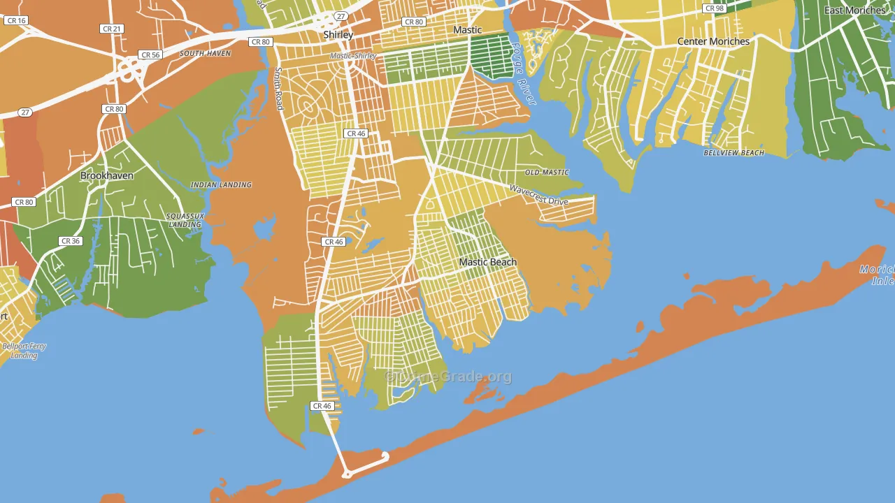 Mastic Beach, NY Map of Assault Rates