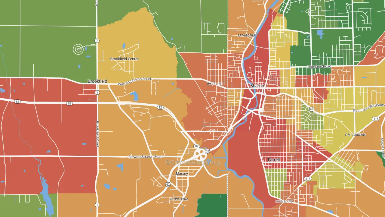 Masury, OH Map of Assault Rates