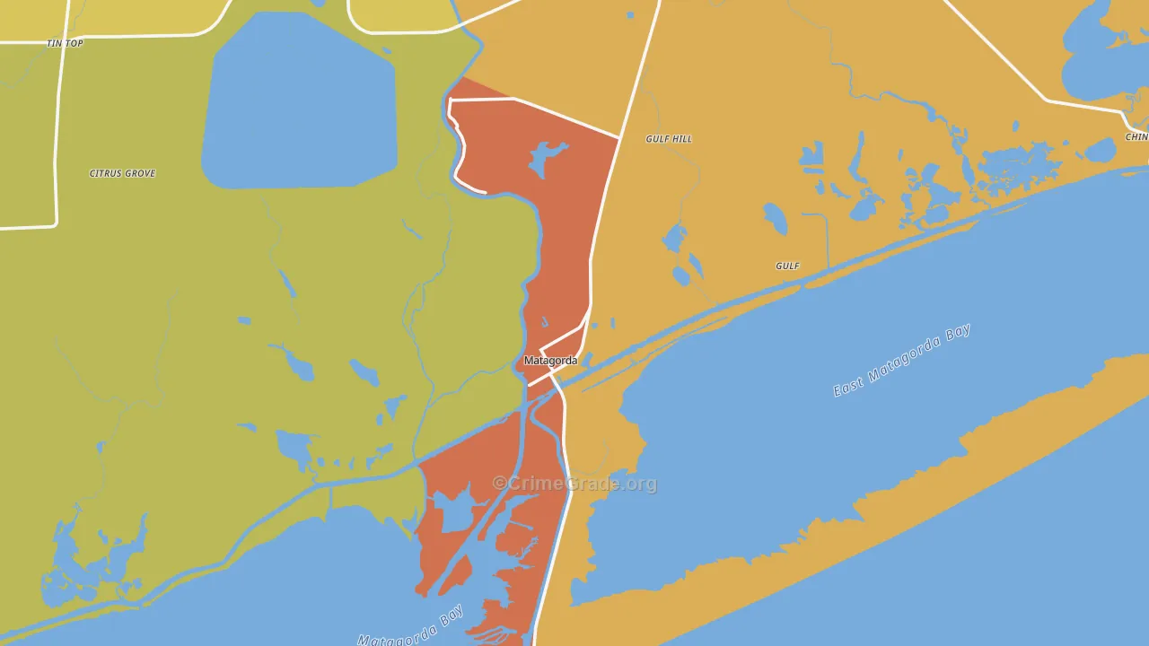 Matagorda, TX Map of Assault Rates