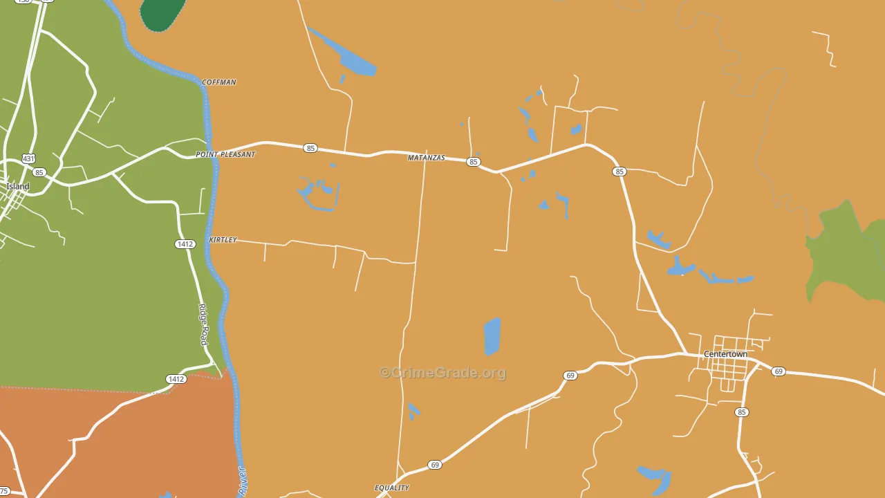Matanzas, KY Map of Assault Rates