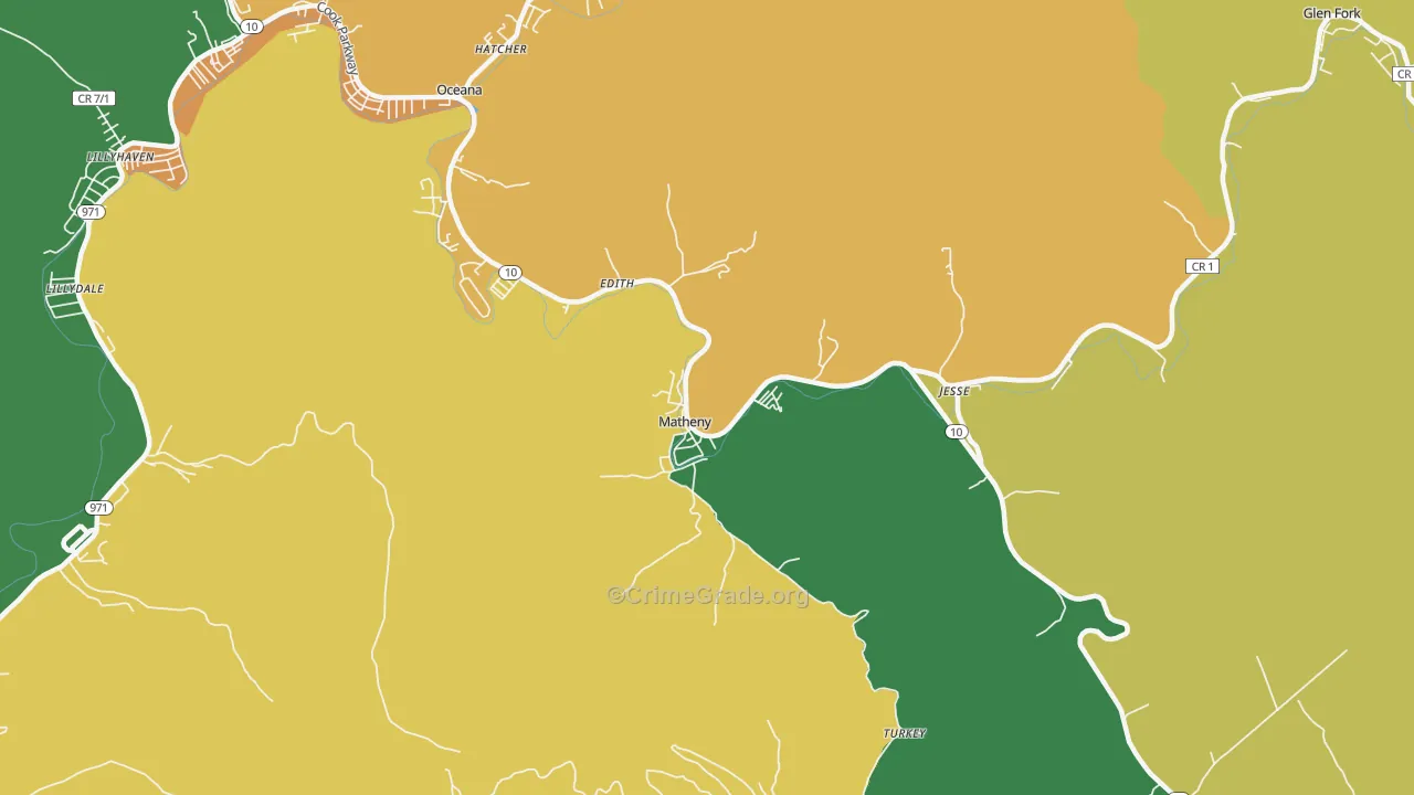 Matheny, WV Map of Assault Rates