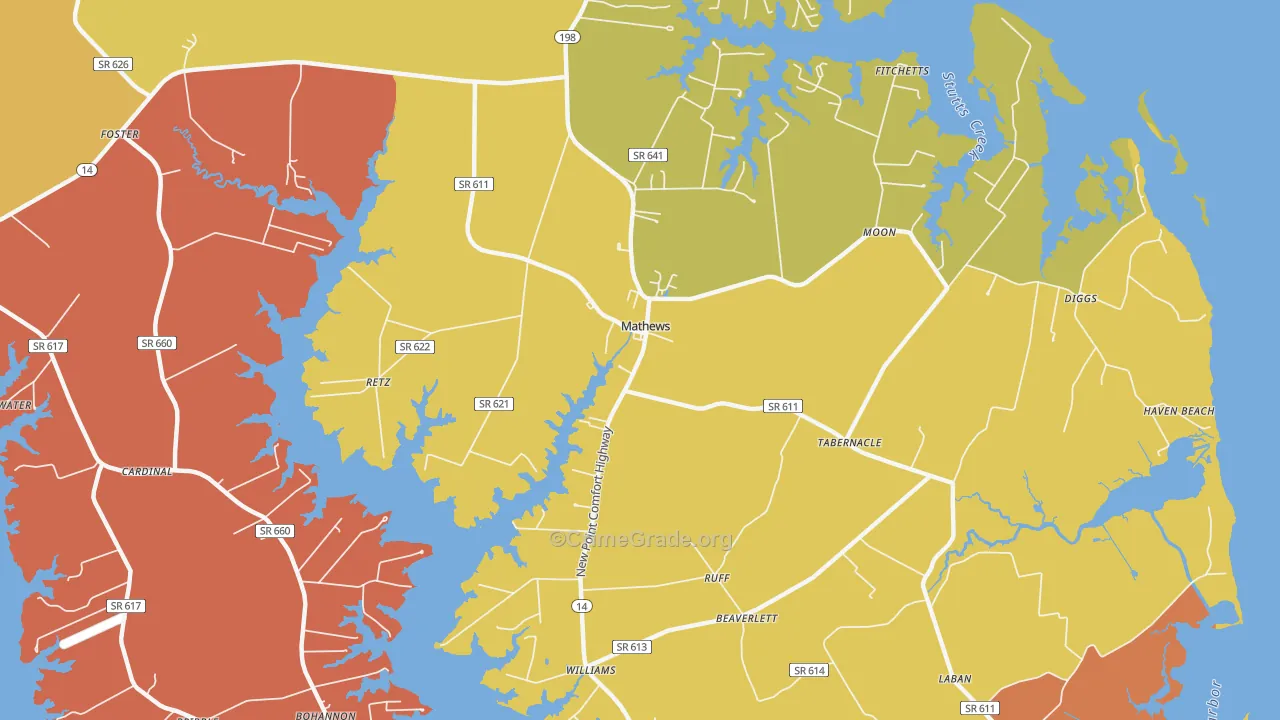 Mathews, VA Map of Assault Rates