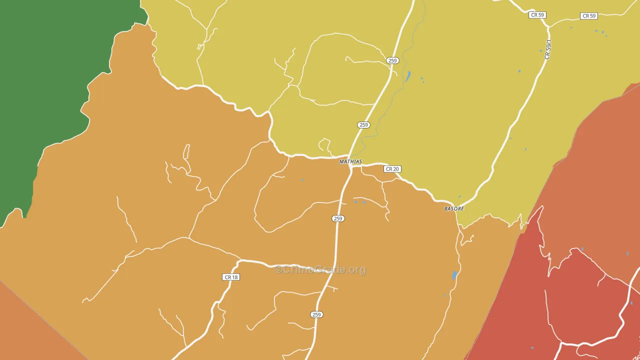 Mathias, WV Map of Assault Rates