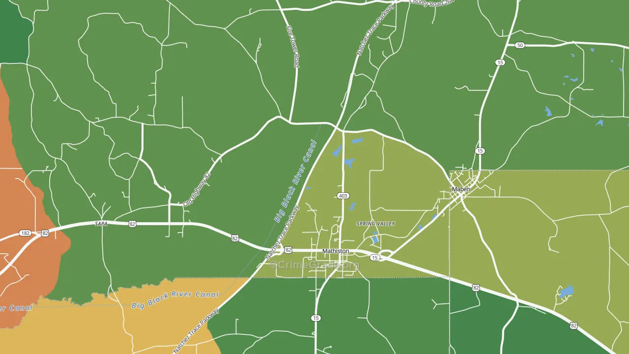 Mathiston, MS Map of Assault Rates