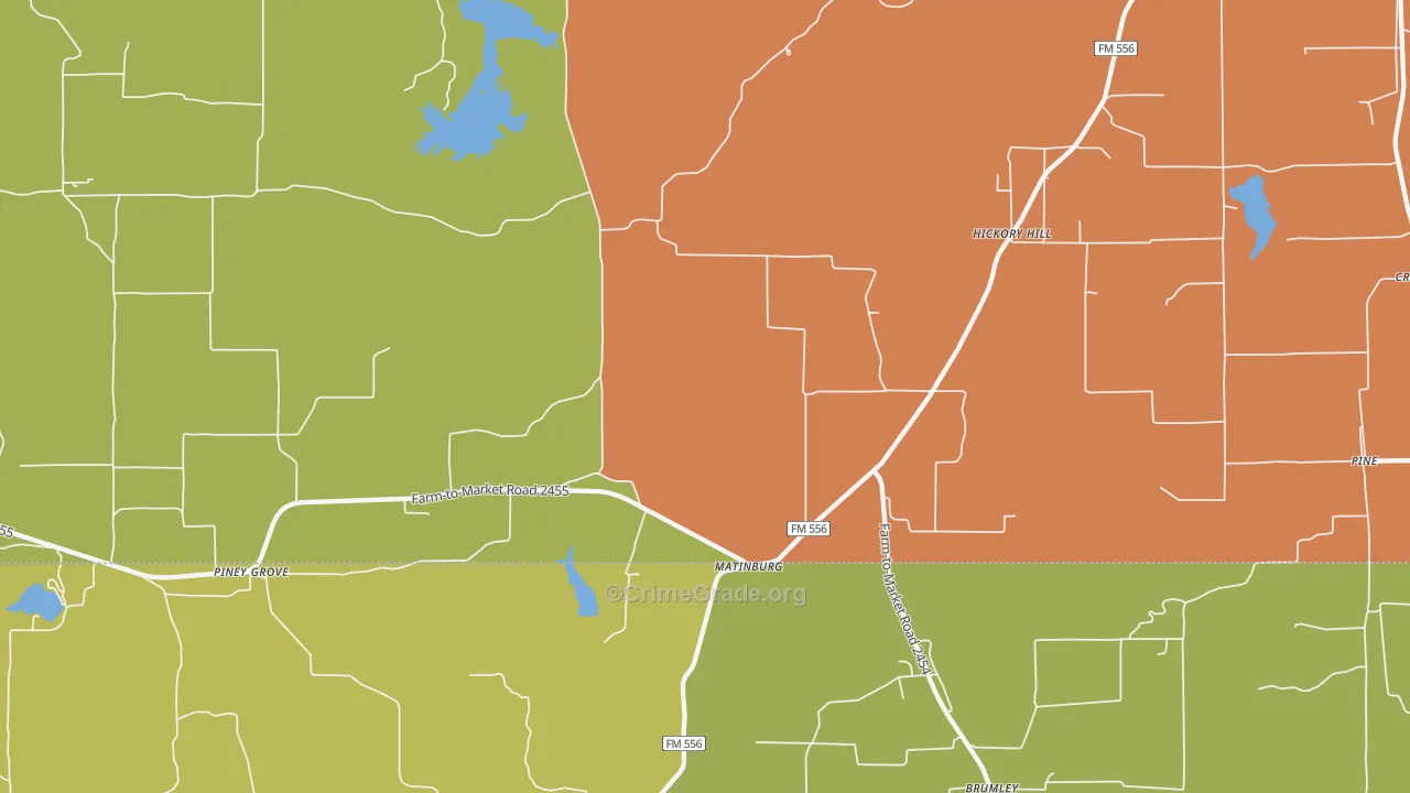 Matinburg, TX Map of Assault Rates