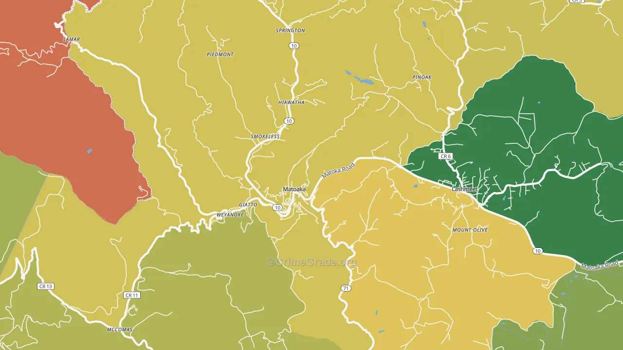 Matoaka, WV Map of Assault Rates