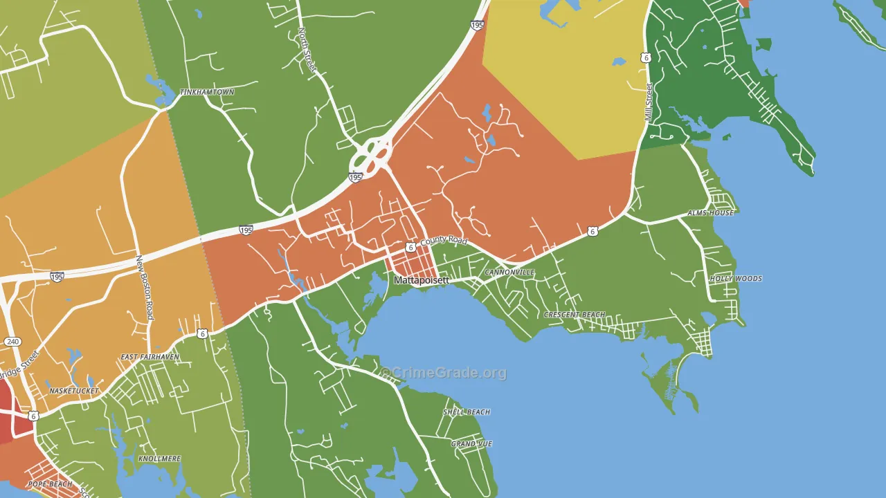 Mattapoisett Center, MA Map of Assault Rates
