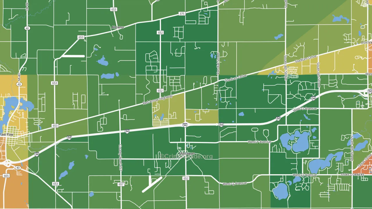 Mattawan, MI Map of Assault Rates