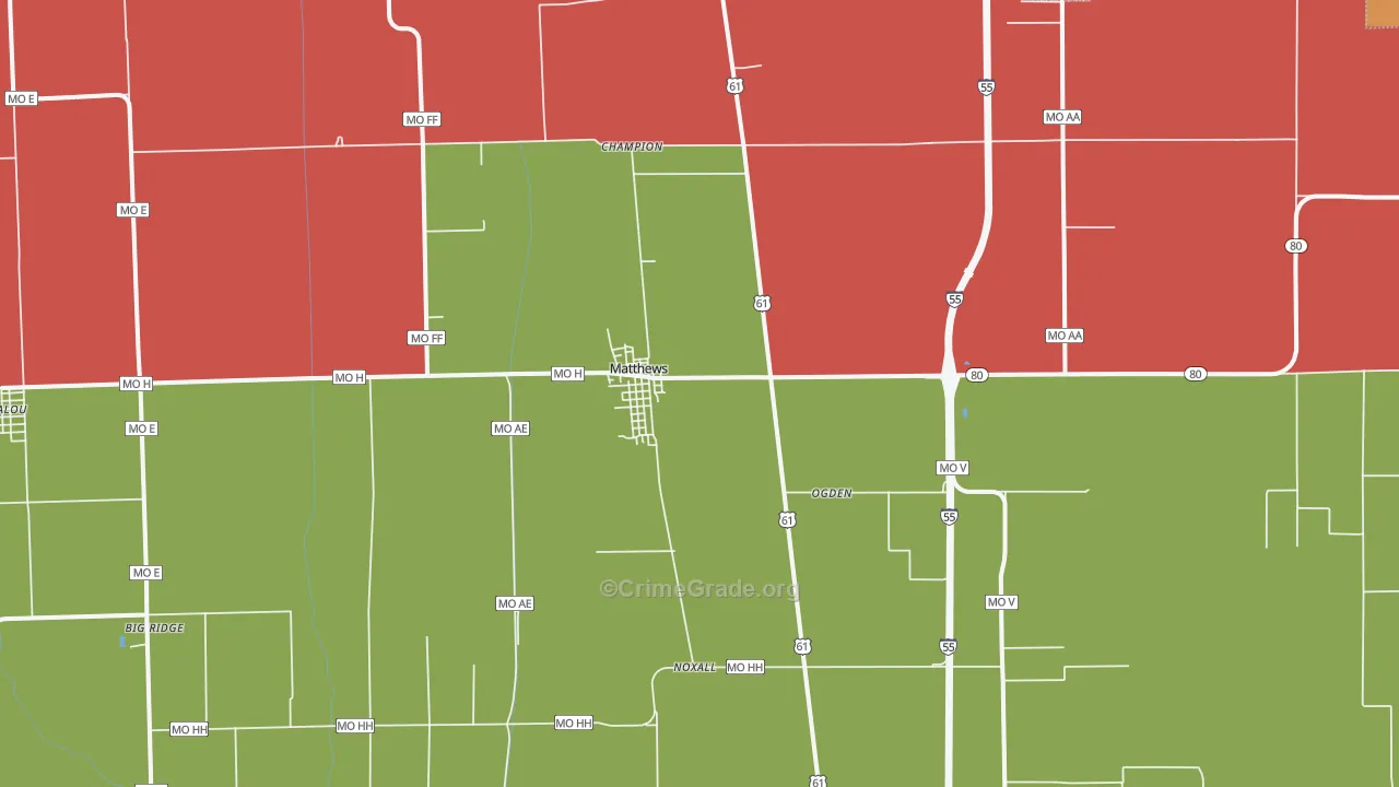Matthews, MO Map of Assault Rates