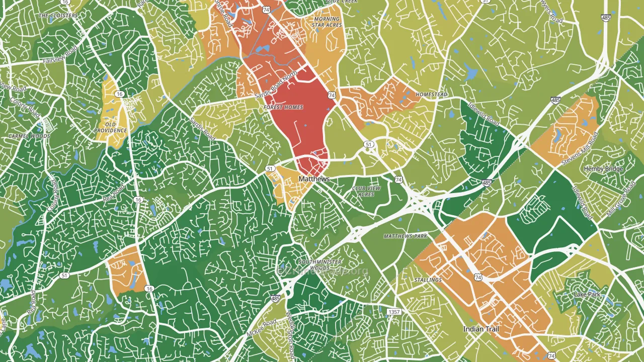Matthews, NC Map of Assault Rates