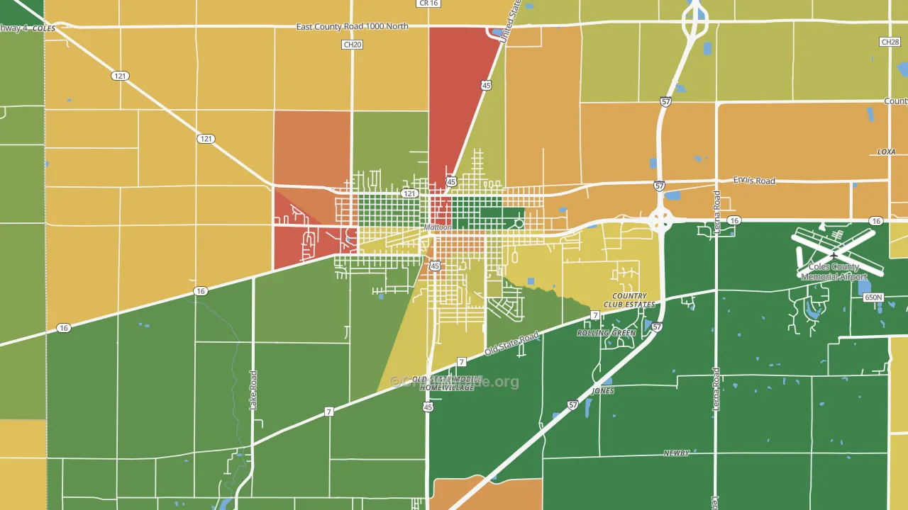 Mattoon, IL Map of Assault Rates