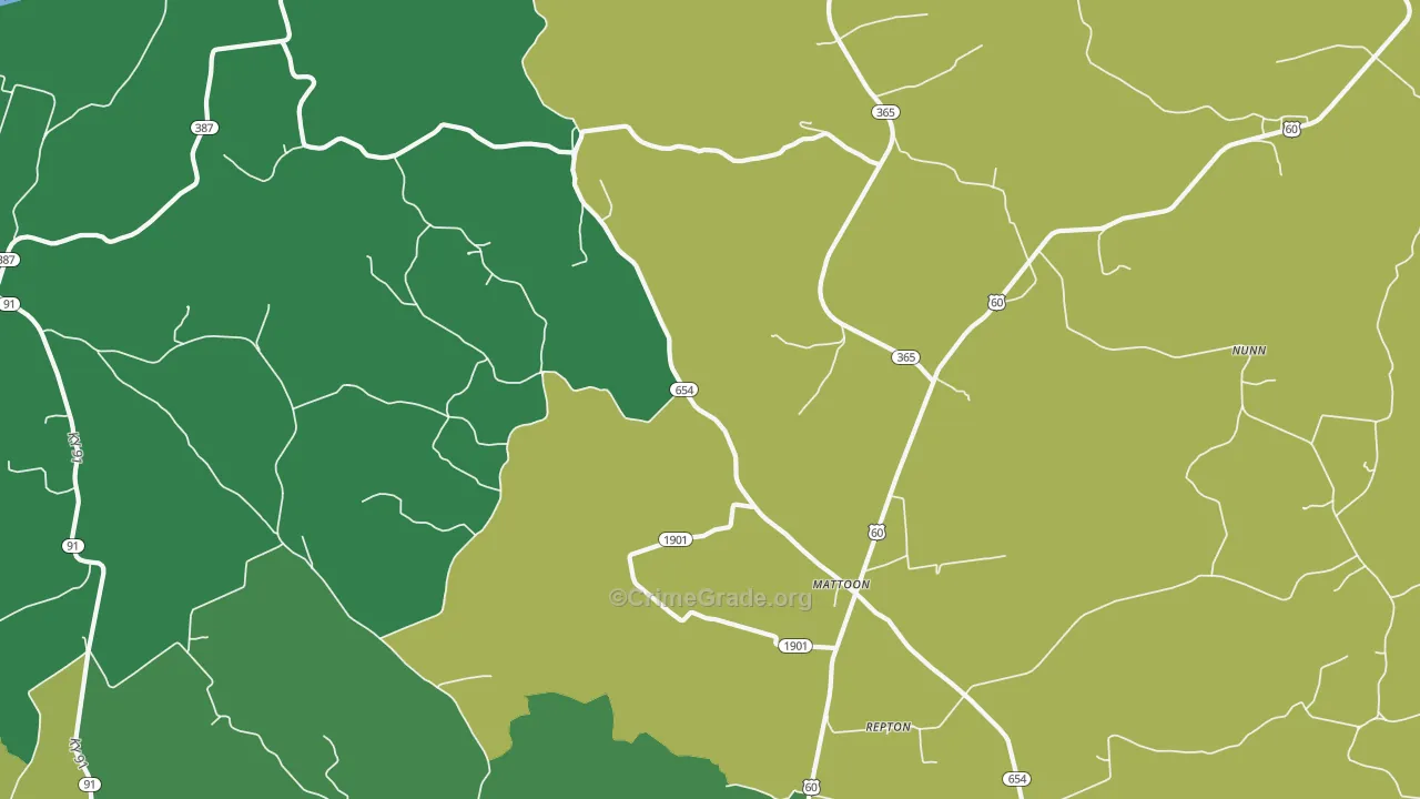 Mattoon, KY Map of Assault Rates