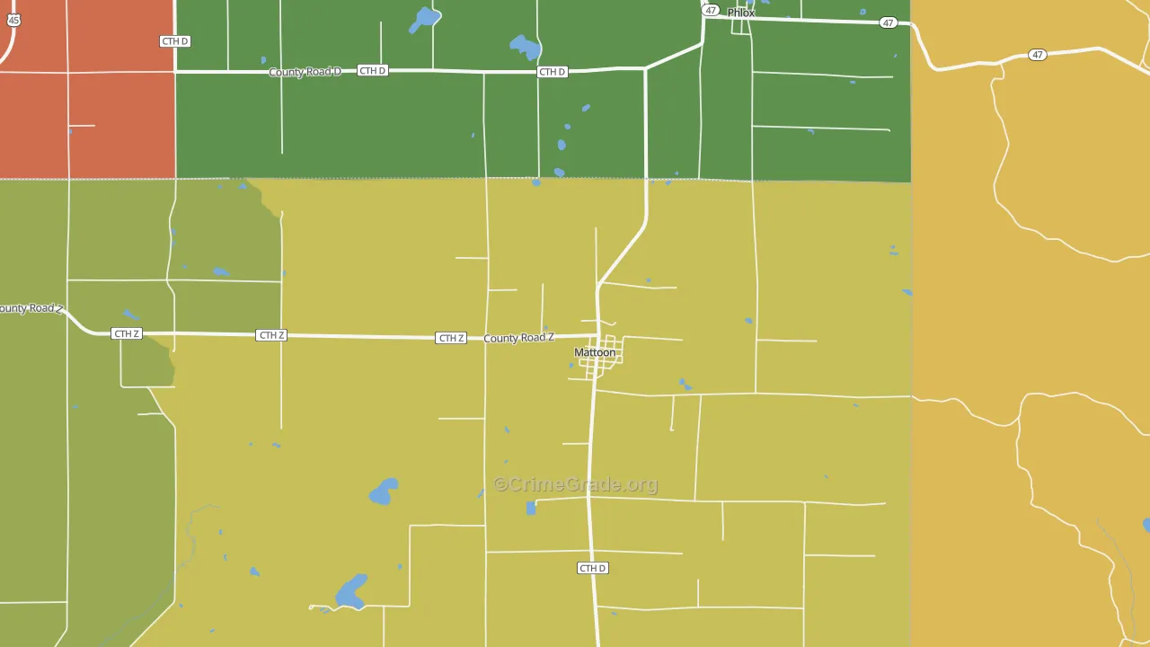 Mattoon, WI Map of Assault Rates