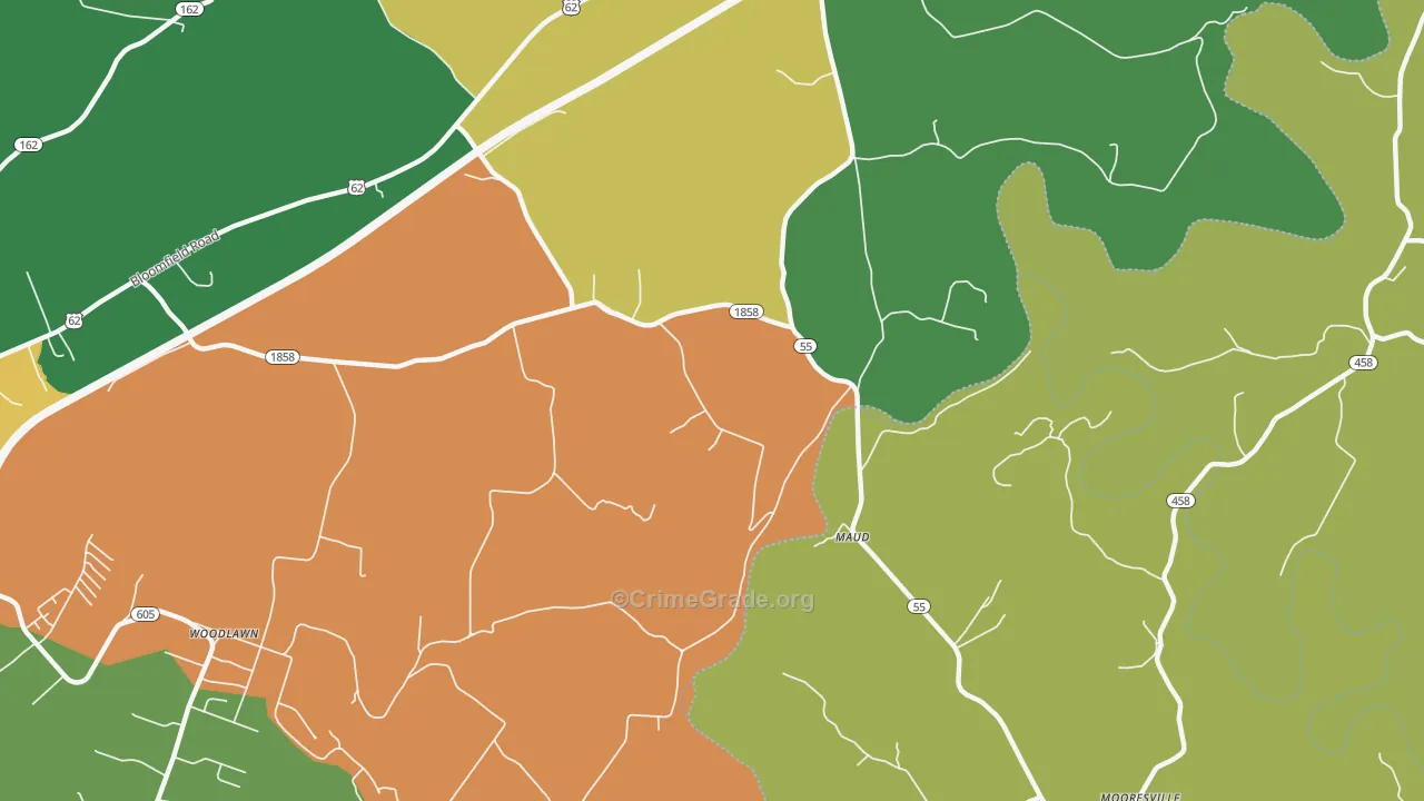 Maud, KY Map of Assault Rates
