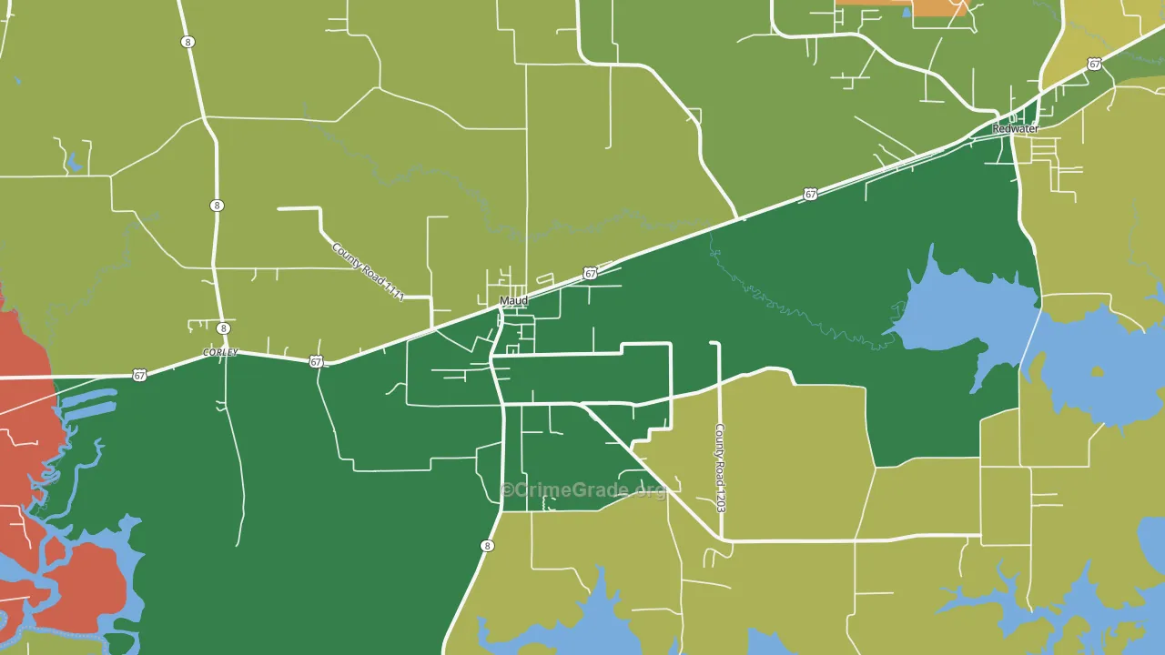 Maud, TX Map of Assault Rates