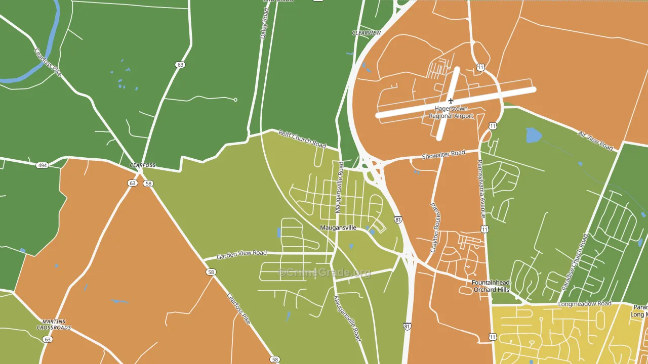 Maugansville, MD Map of Assault Rates