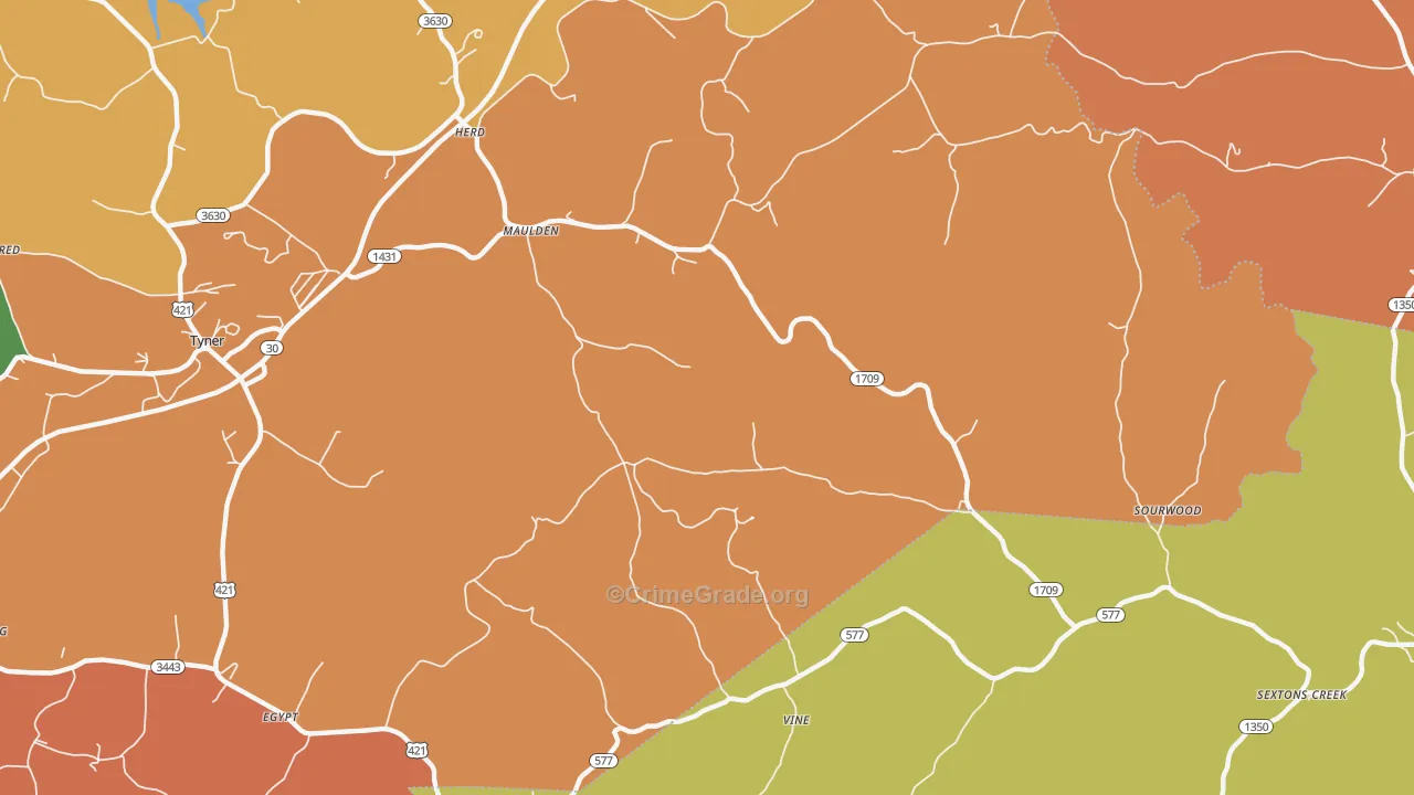 Maulden, KY Map of Assault Rates