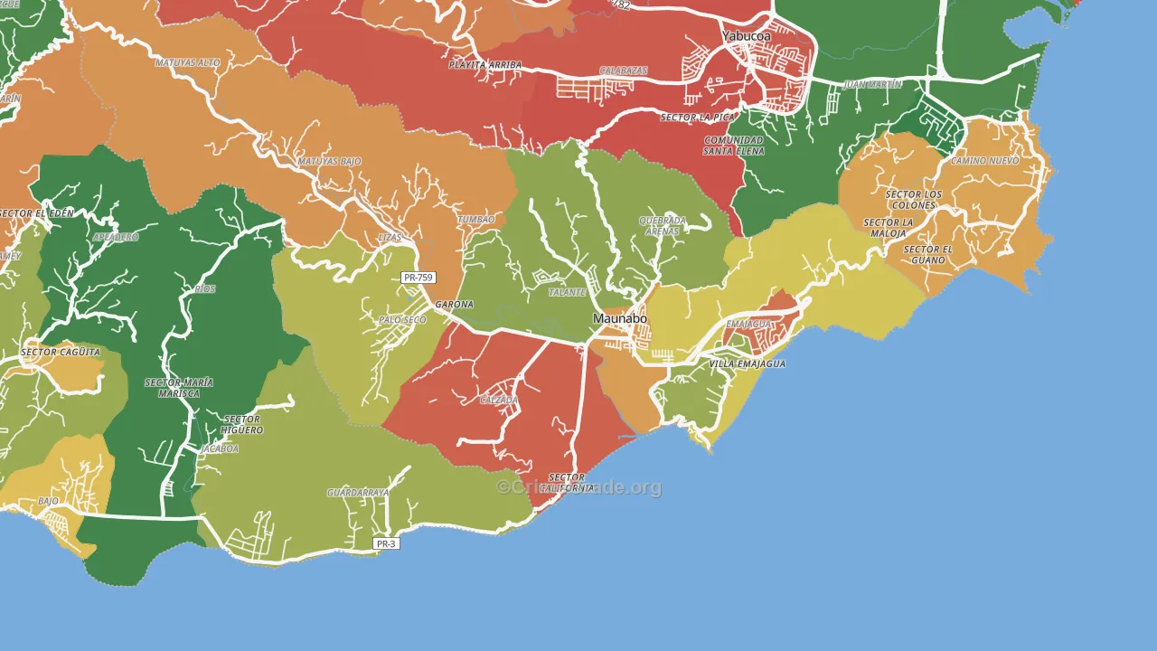 Maunabo, PR Map of Assault Rates