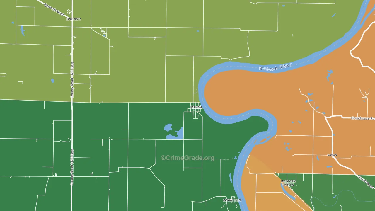 Maunie, IL Map of Assault Rates