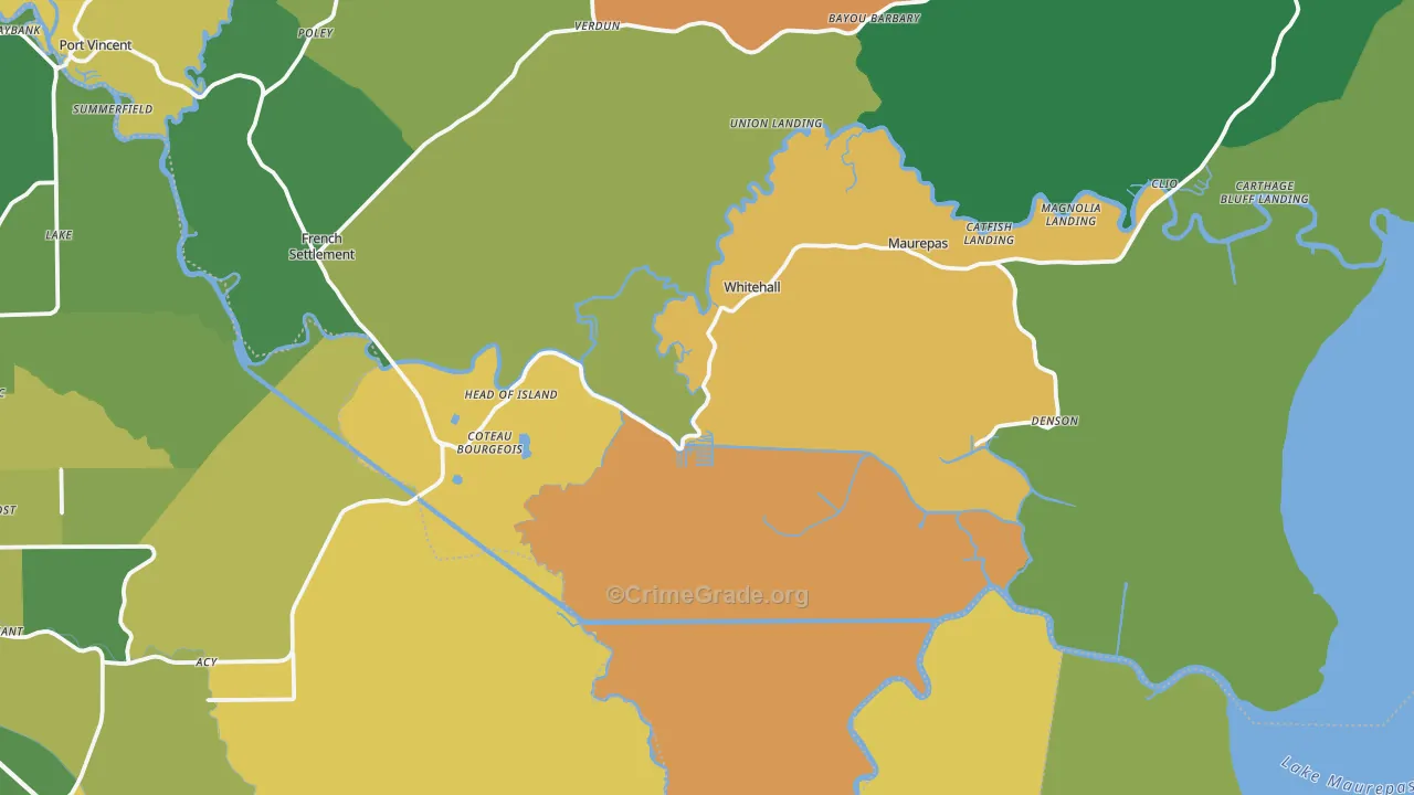 Maurepas, LA Map of Assault Rates
