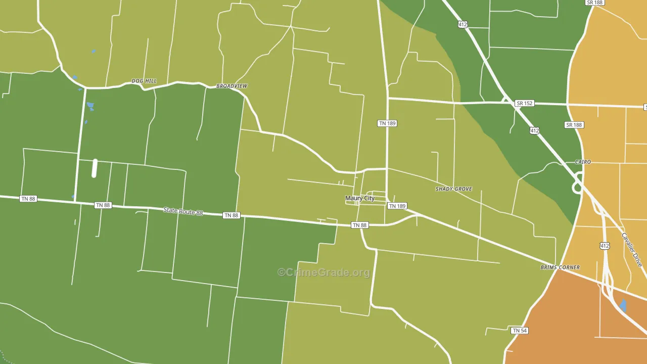 Maury City, TN Map of Assault Rates