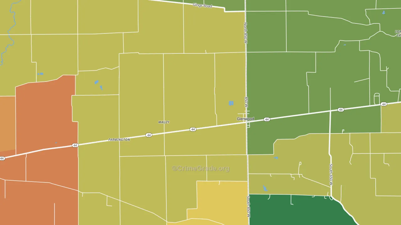 Mauzy, IN Map of Assault Rates