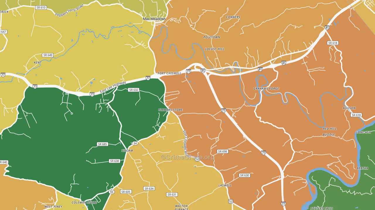 Max Meadows, VA Map of Assault Rates