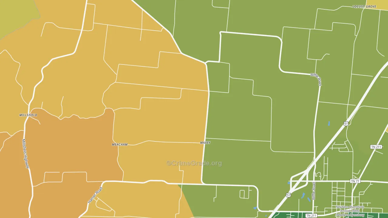 Maxey, TN Map of Assault Rates