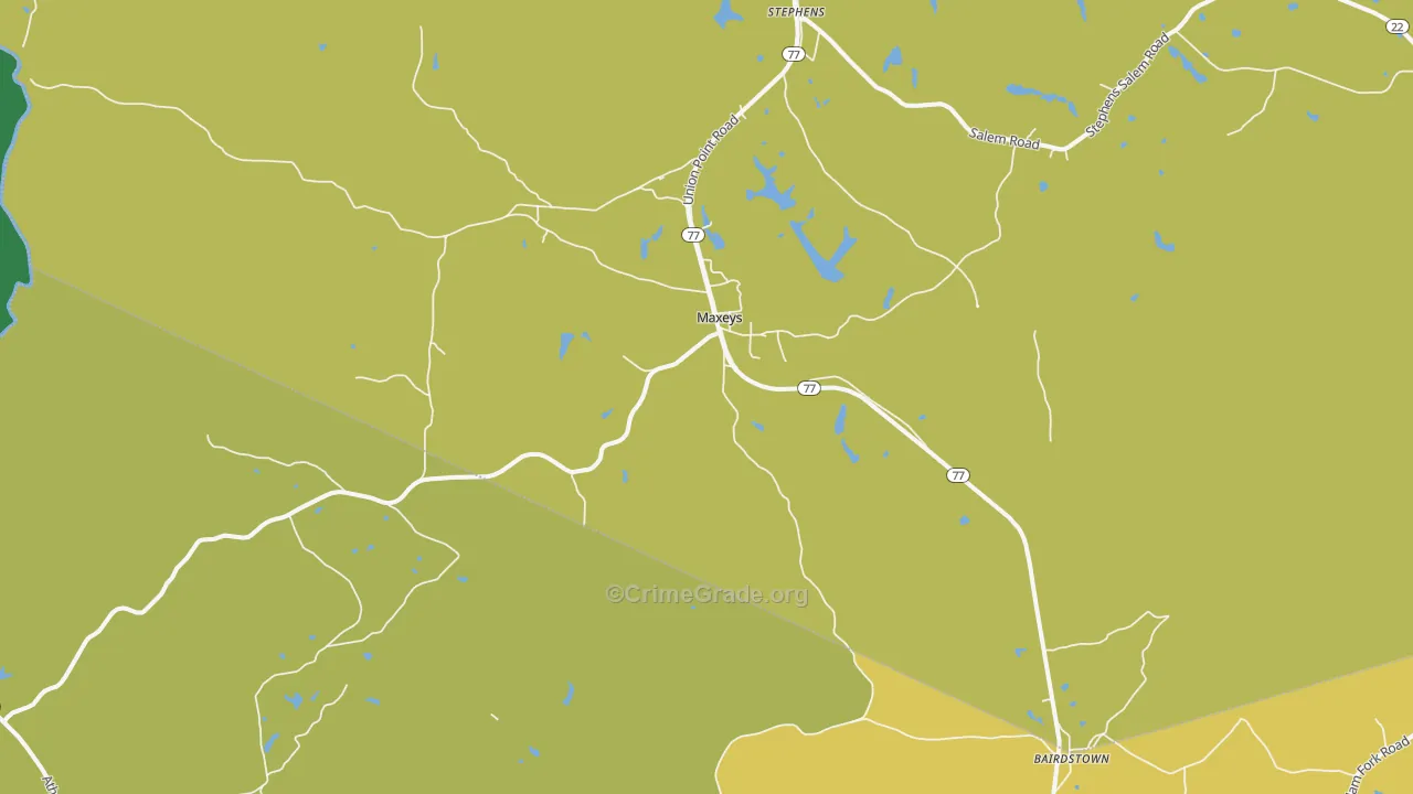 Maxeys, GA Map of Assault Rates